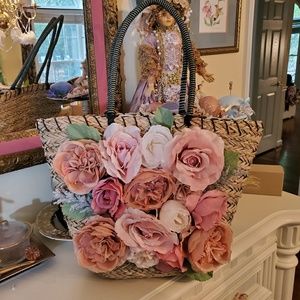 Vintage / handmade basket with roses